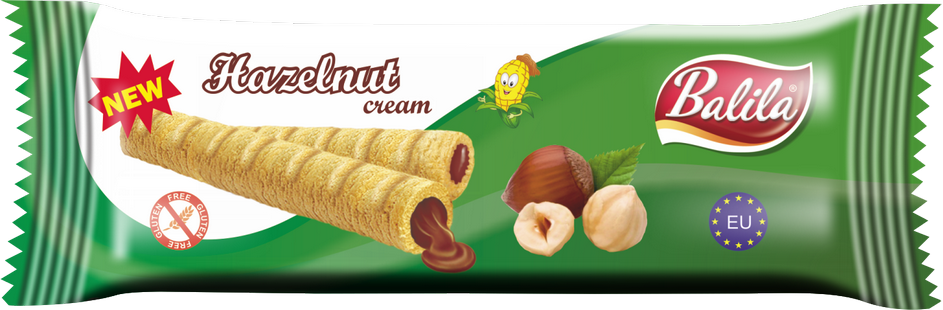 Corn tubes filled with Hazelnut Cream