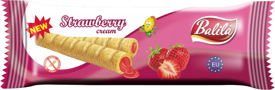 Corn tubes filled with Strawberry Cream